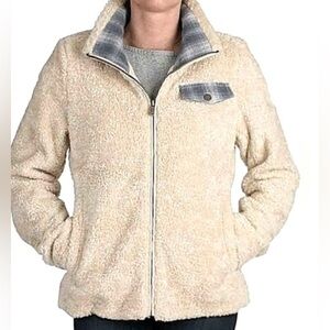 Pendleton Sherpa Jacket Ivory Blue Flannel Fuzzy Gorpcore Nature Small